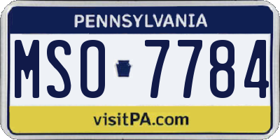PA license plate MSO7784