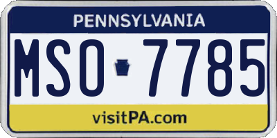 PA license plate MSO7785