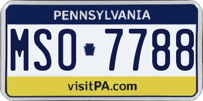 PA license plate MSO7788