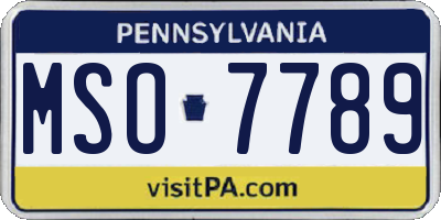 PA license plate MSO7789