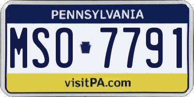 PA license plate MSO7791