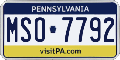 PA license plate MSO7792