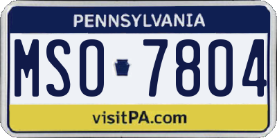 PA license plate MSO7804