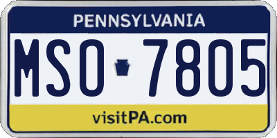 PA license plate MSO7805