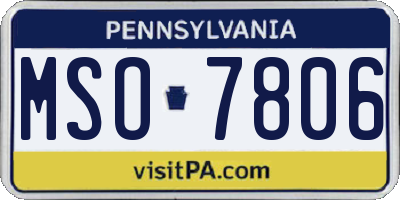 PA license plate MSO7806