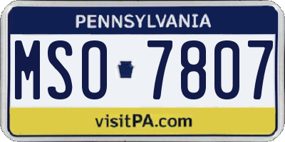 PA license plate MSO7807
