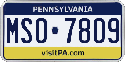 PA license plate MSO7809