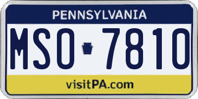 PA license plate MSO7810