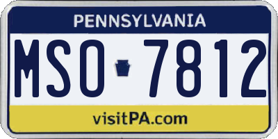 PA license plate MSO7812