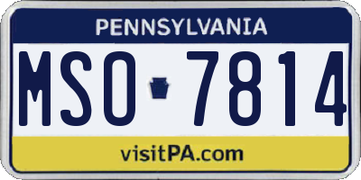PA license plate MSO7814
