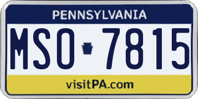 PA license plate MSO7815