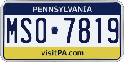 PA license plate MSO7819