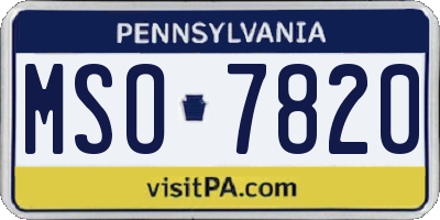 PA license plate MSO7820