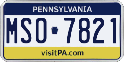 PA license plate MSO7821