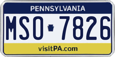 PA license plate MSO7826