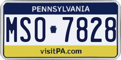 PA license plate MSO7828