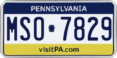 PA license plate MSO7829