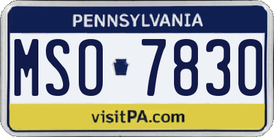 PA license plate MSO7830
