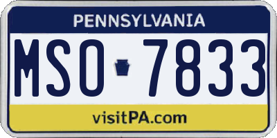 PA license plate MSO7833