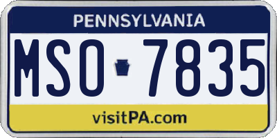 PA license plate MSO7835