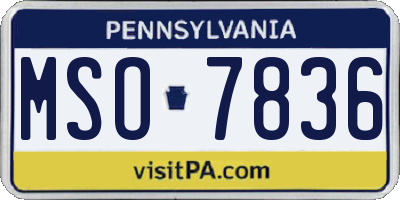 PA license plate MSO7836