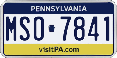PA license plate MSO7841