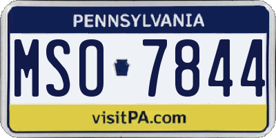PA license plate MSO7844