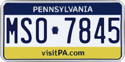 PA license plate MSO7845