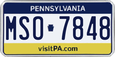 PA license plate MSO7848