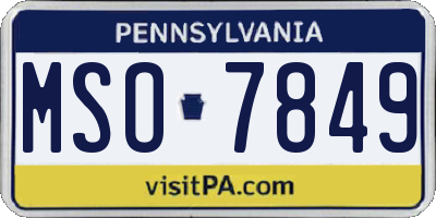 PA license plate MSO7849