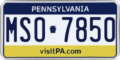 PA license plate MSO7850