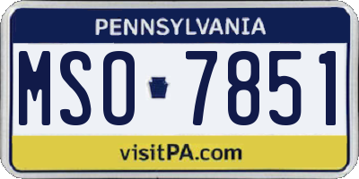 PA license plate MSO7851