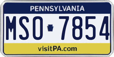 PA license plate MSO7854