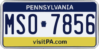 PA license plate MSO7856