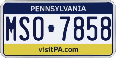 PA license plate MSO7858