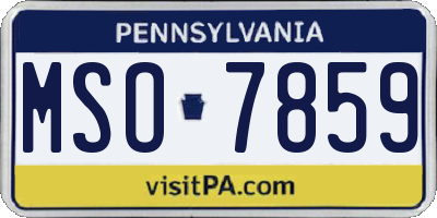 PA license plate MSO7859