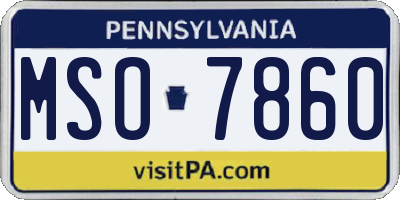 PA license plate MSO7860