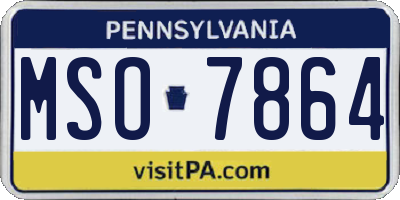 PA license plate MSO7864