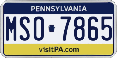 PA license plate MSO7865