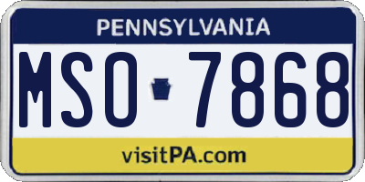 PA license plate MSO7868