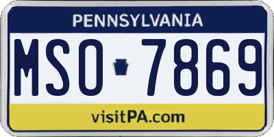 PA license plate MSO7869