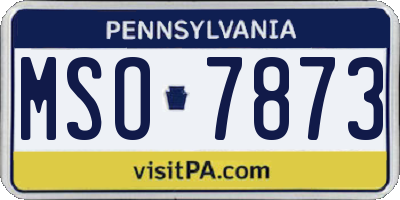 PA license plate MSO7873