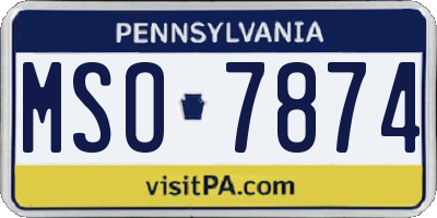 PA license plate MSO7874