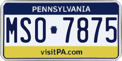 PA license plate MSO7875