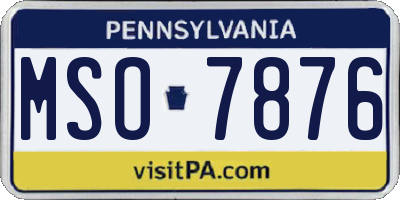 PA license plate MSO7876
