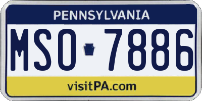 PA license plate MSO7886