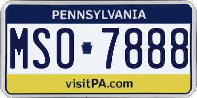 PA license plate MSO7888