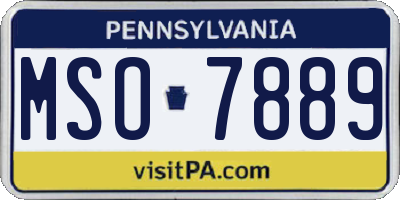 PA license plate MSO7889