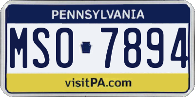 PA license plate MSO7894