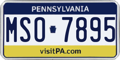 PA license plate MSO7895